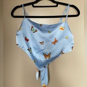 Butterfly Satin Handkerchief Top